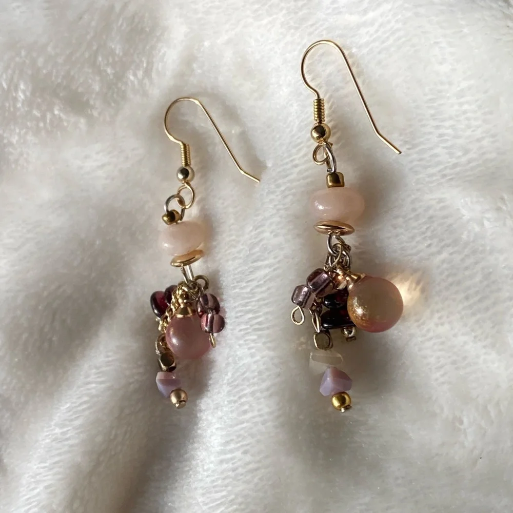 NEW MAGNETIC HEALING Gold and Pink Dangle Earrings